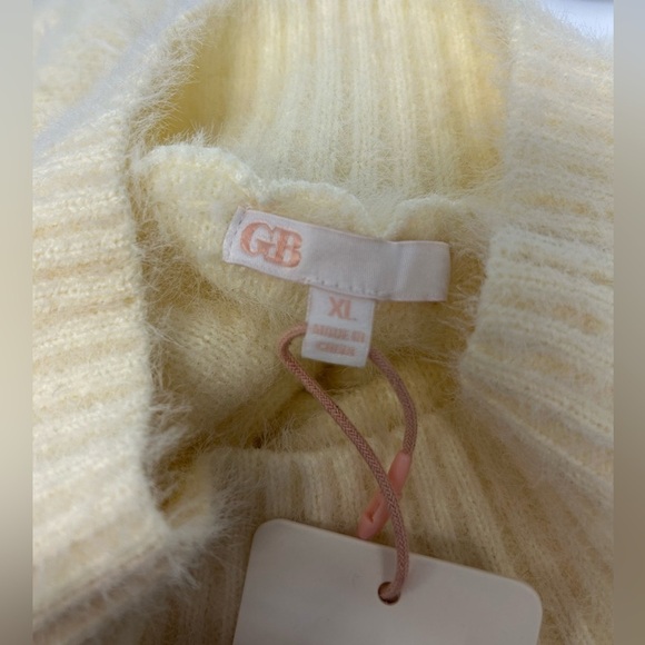 GB Gianni Bini Sweater Mock Turtle Neck Fuzzy Stretchy Soft NWT Size XL Cream - Picture 8 of 10